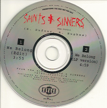 Saints And Sinners : We Belong (CD Single Promo)